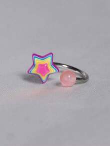 1pc Fashionable Cute Sweet Dopamine Rainbow Color Star Lip Ring - Multicolor - View 2