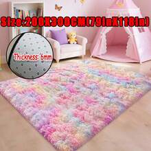 eluckya Soft And Fluffy Shag Rug – Luxurious Plush Carpet For Bedrooms And Living Rooms, Modern Shag Rug, Stain-Resistant, Machine Washable, Perfect For Valentine's Day, Room Decor, Home Decor, Bedroom Decor. An Ideal Choice For Home Decor And Dorm Rooms. - Nhuộm tie-dye màu sắc cầu vồng - Xem 12