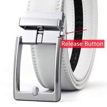 Men's Belt, Ratchet Dress Casual Belt With Adjustable Automatic Buckle Trim To Fit,30inch-36inchWaistAdjustable,White-01 - 白色-01 - 查看 5