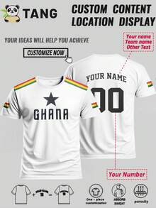 Customized Ghana Football Jersey For Men, Comfortable Round Neck Sports Top, Can Customize Name & Number, Suitable For Football Training, Casual Daily Wear, Gift,Stylish,Fashion,Hipster,Casual,Minimal Chic,Personalized,Customized,Custom,Unique,Guy Costumes,Capsule Wardrobe,Men Basic/Street Style,Ideal Gifts For Him,Boyfriend,Family,Friends,For Birthdays,For Vacation/Holiday,For School/Competition,For Sports/Climbing