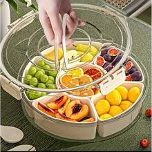 Round 6-Compartment Food Storage Container - Circular Organizer For Spices Candy Nuts Snacks, Kitchen Pantry Countertop Organizer With Removable Dividers, Clear Stackable Home Storage Solution, Essential Household Organization System - Multicolor - View 8