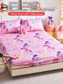 2/3件組 My Little Pony 印花包床單套組，親膚床墊保護套，舒適柔軟，多尺寸，適用 Full/Twin/Double/Queen/King 床，可機洗，卡通角色設計 - 彩色 - 查看 24