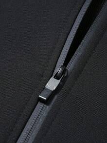 男士薄款连帽卫衣外套和运动裤套装，休闲户外旅行跑步健身运动服，春秋季黑色 - 黑色 - 查看 9