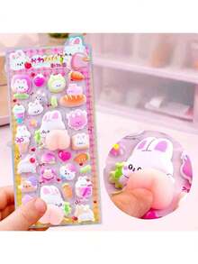 4 Styles Cute Cartoon Animal Stress Relief Stickers, Suitable For Sticker Books, Laptops, Refrigerators, DIY Phone Cases, Home Decor, Birthdays, Parties, Halloween, Christmas Gifts For Friends - Multicolor - View 15