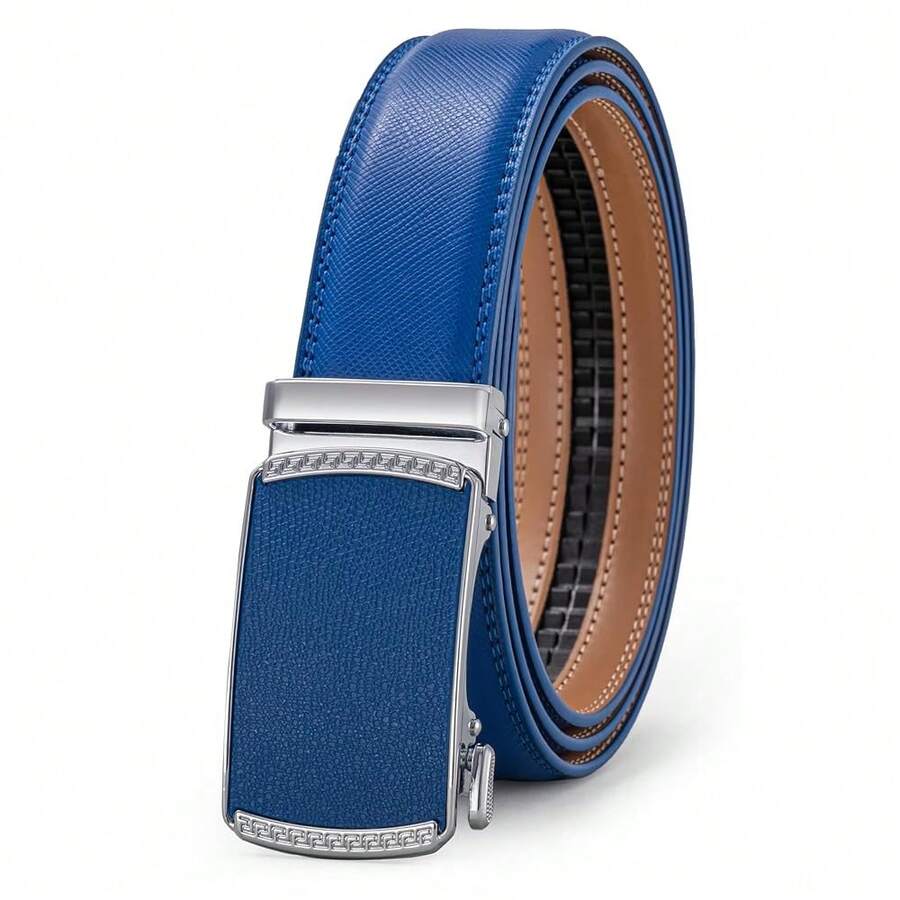 Men's Belt, Ratchet Dress Casual Belt With Adjustable Automatic Buckle Trim To Fit,40inch-44inchWaistAdjustable,Blue-01 - 藍色-01 - 查看 1