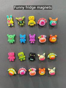 2/5/7/9 件装可爱怪兽冰箱贴，卡通趣味树脂生物冰箱贴纸，创意厨房橱柜装饰，送给男孩、儿童和青少年的酷炫礼物，室内装饰圣诞礼物 - 怪獸 - 查看 2