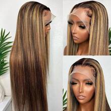 26 Inch Straight Human Frontal Hair Wigs 200 Density Bleached Knots Upgraded Lace Front Wigs Pre Plucked Straight 13*4 13*6 Lace Closure Fashion Highlight Honey Blonde Wigs For Women Invisible Melt Skin - S4/27 - View 7