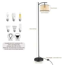 Lámpara de pie rústica con pantalla de ratán, interruptor de pie, luz de pie, casquillo E26, enchufe estadounidense, para dormitorio, sala de estar, oficina, estudio, lectura, 110 V - Tipo de Enchufe A USA (110-127V) - Ver 2