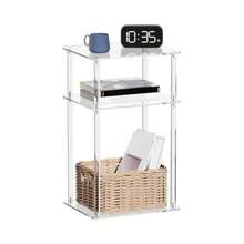 QWER-Focket Mesa Auxiliar de acrílico para Espacios pequeños mesita de Noche pequeña para Dormitorio Mesa Auxiliar Estrecha de 13 8 x 11 0 x 23 6 Pulgadas Mesa Auxiliar de 3 Niveles - Transparente - Ver 1