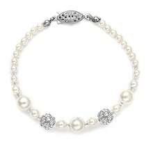 Mariell Pearl Bridal and Wedding Tennis Bracelet for Women 6 1 4 7 and 8 Inch Size Austrian Rhinestone Crystal Made in USA - como en la foto - Ver 1
