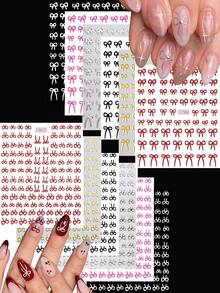 6pcs/1pc Cartoon Bow Nail Art Stickers, High Gloss Plastic Self-Adhesive Nail Stickers, Suitable For Valentine's Day, New Year And Other Holidays, Shiny Decoration, Disposable, Multiple Styles Available, Suitable For DIY Home Manicure And Salon Manicure Supplies Nails - Multicolor - View 8