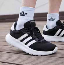 Adidas 男士轻便透气网面运动鞋，休闲跑步鞋 - 黑色 - 查看 4