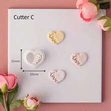 1/6Pcs, Valentine Polymer Clay Cutters Heart With Love/Xoxo/You Words (22-25mm) – Easy To Use Craft Tools For Valentine Jewelry Making, DIY Earrings Charms & Handmade Romantic Gifts, Adorable Valentine's Day Polymer Clay Supplies - White - View 8