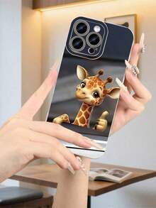 Funda de Teléfono Pintada de Jirafa de Dibujos Animados |   Funda Protectora Delgada |   Estética Linda, Accesorio Estiloso, Compatible con la Serie  17/16/15/14/13/12/11/X/XR/XS/ Pro Max - Funda de Teléfono Linda para Adolescentes - Blanco - Ver 5