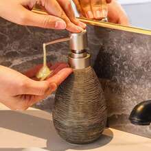 1个400毫升复古陶瓷按压式皂液器，带按压泵头，适用于洗发水、沐浴露、洗手液、护发素、润肤露等，可用于浴室、酒店、民宿、厨房和卫生间。 - 彩色 - 查看 4