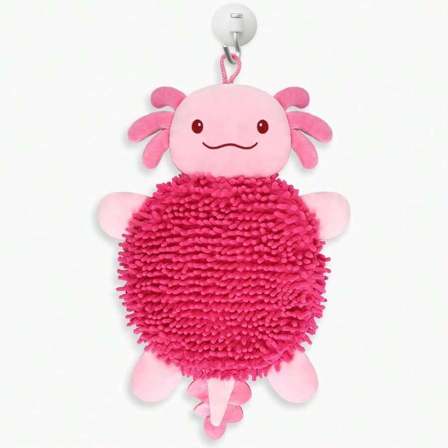 Axolotl Hand Towel For Bathroom Kitchen - Cute Hanging Face Towels Super Absorbent Chenille, Funny Decorative Towel, Kawaii Holiday Christmas Birthday Gifts For Women, Moms, ,Pink - 粉色 - 查看 1