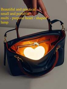 1 pieza Luz de bolso con forma de corazón con pata de gato linda, lámpara táctil mini portátil recargable por USB, lámpara de ambiente, decoración, mejor regalo para mujeres - Multicolor - Ver 9