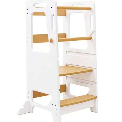 Torre di apprendimento in legno – torre di osservazione per bambini – altezza regolabile in 3 posizioni, superficie antiscivolo e gambe stabili – metodo Montessori – dai 12 mesi