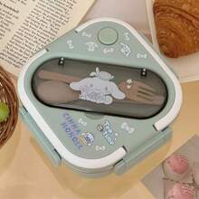 Sanrio 1个三丽鸥Hello Kitty便携式午餐盒，带提手，防漏密封阀，可微波炉加热，方形设计，大容量三格学生便当盒，塑料和不锈钢材质，多种款式可选，适合办公室、旅行、野餐和厨房收纳，是女孩背包必备午餐盒