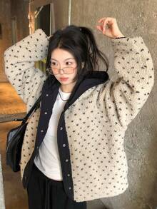 Reversible Heart-Shaped Hooded Sherpa Fleece Jacket, Warm & Versatile For Autumn/Winter