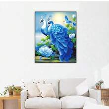 SNA 2026新款DIY蓝色孔雀十字绣刺绣入门套装，手工缝纫工艺套装，家居装饰DIY套装，刺绣套装，钩针套装，戳针套装，缝纫配件，缝纫工具包，绣线，针线活用品，缝纫图样，钩针工艺用品，刺绣入门套装 - 需要自己繡製不含框架 - 查看 8