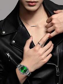 1pc Red & Green & Black & White Dial Claw Shaped Men's Watch With Calendar Display, Unique Embossed Strap Design, Suitable For Daily/Party/Rock/Gothic Style Fashion Accessory Watch - 均碼 - 查看 8