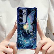 Funda de Teléfono con Luz de Sueño de Cielo Estrellado de Mariposa para Samsung Galaxy S20 FE 5G S20 Ultra S20 Ultra 5G S20 Lite S21 5G S21 FE 5G S21 Ultra 5G S21+ 5G S22 Ultra 5G S23 FE S23 Ultra para Samsung S23+ S24 FE S24 Plus S24 Ultra S25 Edge S25 Plus S25 Ultra Funda Protectora Antigolpes de Cuatro Esquinas Electrochapada Patrón Lindo Nueva Funda Transparente Suave Creativa NR5H - Multicolor - Ver 5