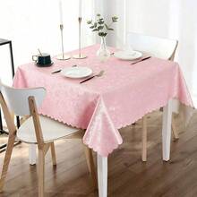 Mantel cuadrado Smiry, manteles de vinilo resistentes y impermeables, cubierta de mesa lavable y limpiable para cocina y comedor (Rosa, 54" X 54") - Cuadrado rosa de 54 x 54 pulgadas - Ver 7