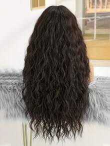 150% Density Elegant Long Wavy Curly Wig, Black Tanglon High Temperature Fiber, Rose Net Cap, Fluffy Curls Suitable For All Skin Tones, Lace-Free Full Head Wig, Everyday Wear - Brown - View 3