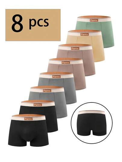 Paquete de 8 bóxers para hombre con cintura elástica - Ropa interior multicolor, ropa interior diaria de suave comodidad