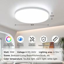 CANMEIJIA 1pc Modern LED Ceiling Light, Round/Square Recessed Ceiling Lamp, 6000K Cool White, 110V/220V, 20W/30W/40W/50W. Suitable For Bedroom, Living Room, Kitchen - LED Ceiling Light - View 16