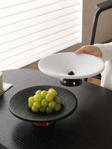 1 pieza Frutero con pedestal de textura de roca romana, bandeja de alta gama para frutas y postres, plato de material PP, regalo para amigos, plato para exhibir joyas y baratijas, adecuado para el hogar, restaurante, regalo, reunión, fiesta - Multicolor - Ver 1