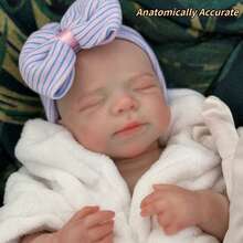 18英寸逼真硅胶重生娃娃，3D彩绘皮肤纹理，防水，柔软，可张嘴，可爱逼真的解剖学女娃娃，送给孩子的完美礼物 - Reborn Doll - 查看 6