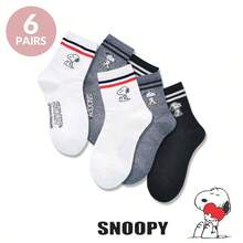 SNOOPY 1/3/5/6/10双装 史努比情侣运动袜 男士商务袜 时尚可爱休闲袜 史努比创意卡通图案 时尚百搭 柔软舒适袜 - 彩色 - 查看 22