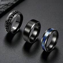 3pcs/Set Stainless Steel Spinner Rings, Stress Relief Rings For Men And Women, Wedding & Engagement Ring Set - 3 Rings - View 6