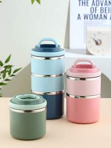 1pc Multi-Layer Lunch Box, Large Capacity Bento Box, Stainless Steel & Vacuum Insulated To Keep Food Warm/Cool For Hours, Wide Mouth Design For Easy Cleaning, Great For Work, Daycare, School, Travel To Store Sandwiches, Fruits, Snacks, Salads - Multicolor - View 3