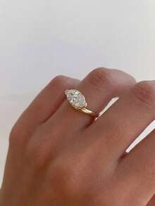 1pc 925 Sterling Silver 1 Carat Cubic Zirconia Ring, Women's Date Night Party Ring, Anniversary Gift: Elegant Women's Jewelry - Twisted Arm Marquise Ring - 1ct - View 5