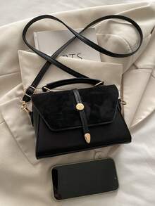 Bolso cuadrado mini de ante y piel sintética de PU con estilo retro, adecuado para uso diario, citas, regalos, compras, llevar una billetera, oficina, universidad, trabajo, negocios, transporte, actividades al aire viajes. Nuevo bolso de mujer para otoño e invierno, el mejor bolso de otoño, el último bolso de mujer de ante de moda, que combina perfectamente con la ropa de mujer de otoño.