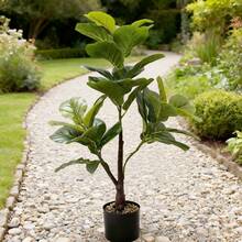 1pc 25in/32in/37in Artificial Ficus Tree (Pot Not Included), Tropical Ficus Rubber Branch Small Violin Leaf Plastic Decor, Home, Garden, Office, Balcony Decoration, Wedding, Party, Holiday Decoration - Multicolor - View 4