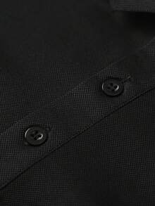 男士纯色Polo衫，休闲运动装，短袖，夏季黑色 - 黑色 - 查看 7