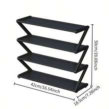 1pc 4-Tier Z-Shaped Shoe Rack, Plastic Floor Standing Storage Shelf, Multi-Function High Capacity Storage Rack, Easy Assembly Floor Organizer, Suitable For Living Room, No Tools Required, Stackable, Essential For Home And Dorm, Space Saving, Home Storage For Shoes, Boots, Miscellaneous, Applicable To Hallway, Wardrobe, Living Room, Bedroom - Multicolor - View 9