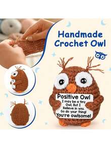 1pc Crocheted Owl Figurine - Emotional Encouragement Crochet Gift, Suitable For Women And Men, As Birthday, Christmas, Friend, Colleague, Teacher Gifts, Self-Care, Office Desk, Home Decor, Autumn Decoration, Relaxation And Encouragement - Multicolor - View 4