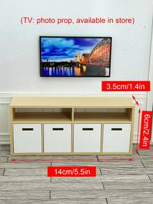 1:12 Scale Minimalist Plastic Dollhouse TV Stand - Bookcase Function & Drawer Storage, Optional Decor Accessories, TV Not Included - Multicolor - View 4