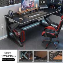 Escritorio Gamer Fibra De Carbono K Estructura Metal 120cm - Negro - Ver 2