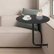 SanBouSi Wall-Mounted Minimalist Round Table With Black Iron Top, Space-Saving, Durable, Stylish Design For Bars, Kitchens, Offices, And Small Spaces - Black - View 2