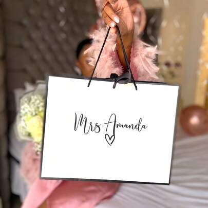 1 Stück individuell gestaltete Mode Hochzeitsgeschenktasche, Geburtstag, Jahrestag, Gedenktasche, individuell bedruckbarer Text, unverzichtbare Hochzeitsbevorzugungstasche, stilvoller minimalistischer romantischer Geschenktasche, Geschenk für Familie, Freunde, Liebhaber, individualisierte Geschenktasche