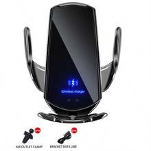 无线车载充电器，15W快充车载手机支架，自动夹紧对准出风口手机支架，兼容 17、16、15、14、13、12、Mini、Pro Max、Plus、11、XR、XS、X、8等机型，兼容三星Galaxy S25、S24 Ultra、S23、S22、S21、S20、Note 20等机型。 - 黑色 - 查看 9