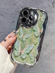 Oil - Painting - Style Green Butterfly Phone Case Suitable For 17 Pro Max 17 Air 17Pro 16, 15, 14, 13, 12, 11, PRO MAX, As Well As X, XS, PLUS - Nhiều màu - Xem 4