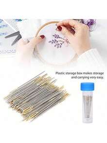 EstiloAgujas de Coser de 100 Piezas Agujas de Coser a Mano de Ojo Grande, Agujas de Coser de Ojo Grande Agujas de Punto de Cruz con Caja de Almacenamiento para Costura de Bordado DIY ( #   24)Versión mejorada - #26 - Ver 4