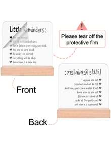 1pc Healing Encouragement Acrylic Ornament Sign With Wooden Base, Encouraging Quote Design Decoration, Thoughtful Gift For Family & Friends, Self-Encouragement, Home, Desktop, Office, Dormitory Decoration - Multicolor - View 3